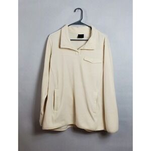 32 Degrees Heat Fleece Snap Neck Pullover Cream Ivory Women's XL Velour